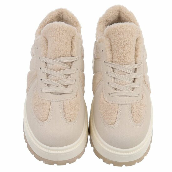 Beige suede+wol sneaker Mila