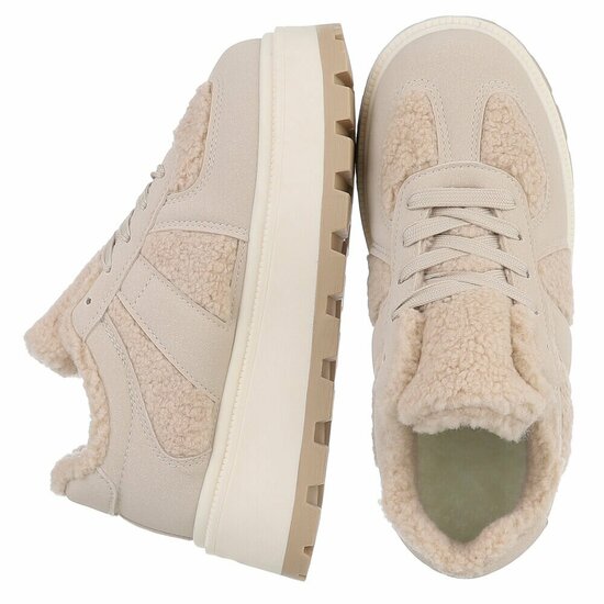 Beige suede+wol sneaker Mila