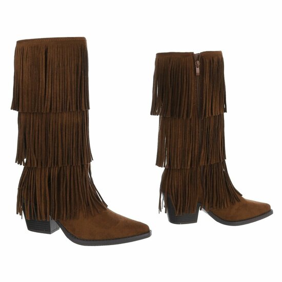 Cowgirl-biker licht bruine half hoge daimen laars Cacharella