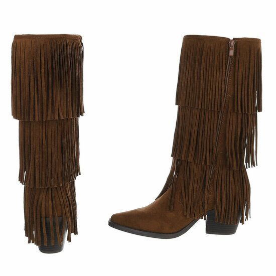 Cowgirl-biker licht bruine half hoge daimen laars Cacharella