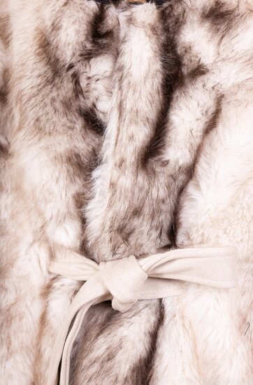Beige mixed poncho in faux fur