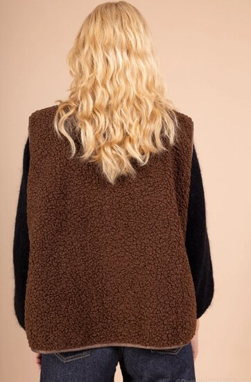 Reversible bruine bodywarmer-gilet in wolmix