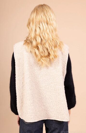 Reversible beige bodywarmer-gilet in wolmix