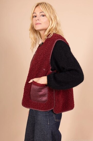Reversible bordeaux bodywarmer-gilet in wolmix