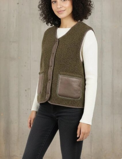 Reversible kaki groene bodywarmer-gilet in wolmix