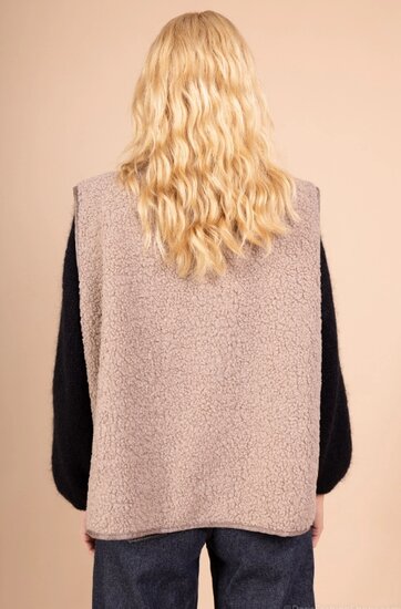 Reversible taupe bodywarmer-gilet in wolmix