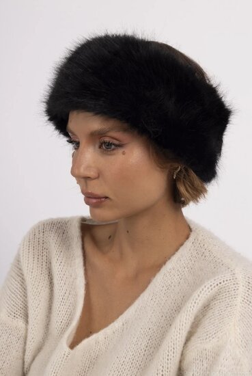 Zwarte headband in faux fur