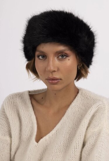 Zwarte headband in faux fur