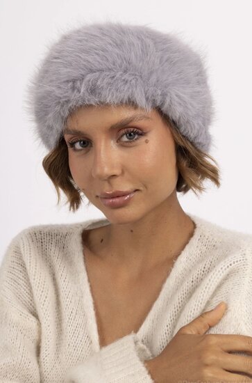 Grijze headband in faux fur