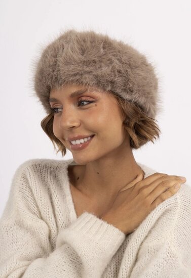 Taupe headband in faux fur