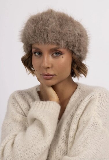 Taupe headband in faux fur