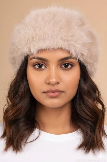Licht bruine headband in faux fur