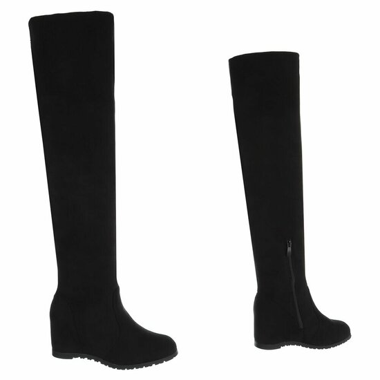 Zwarte hoge suede overknee laars Alexia
