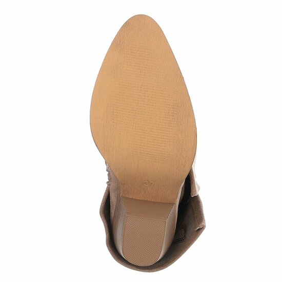 Kaki bruine half hoge suede laars met omslag Coumba