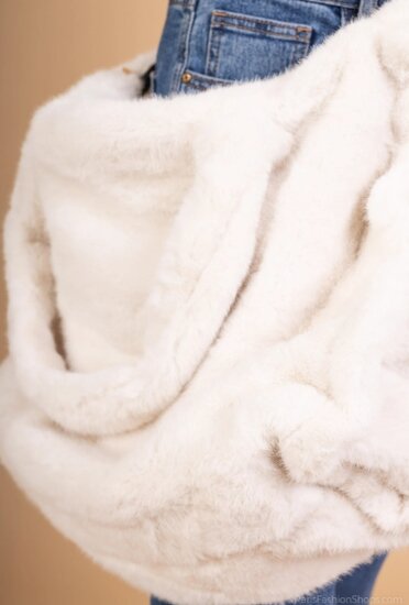 Witte xxl schoudertas in imitatiebont