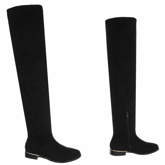 Zwarte hoge suede overknee laars Claziena