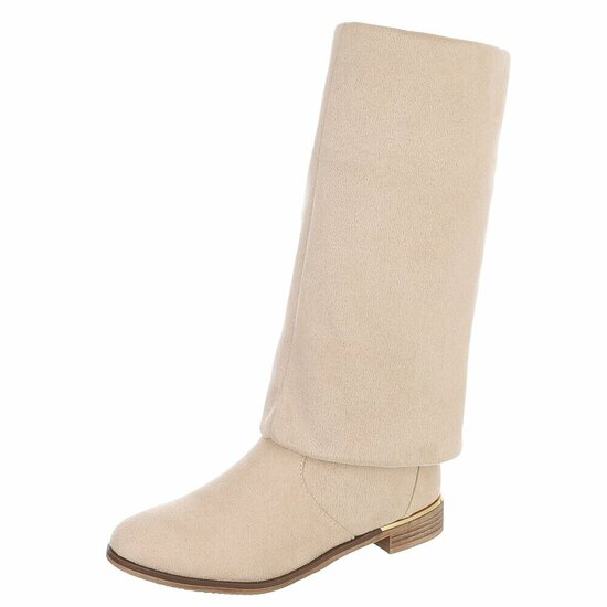 Beige hoge suede overknee laars Claziena