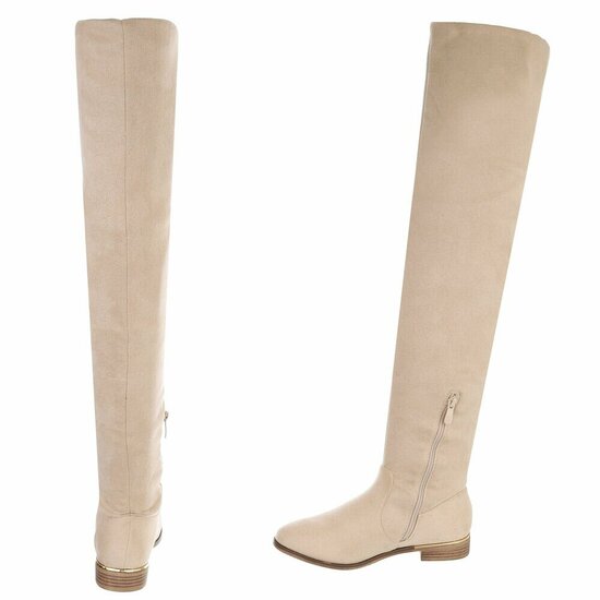 Beige hoge suede overknee laars Claziena