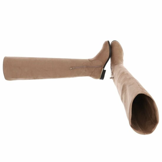 Kaki bruine hoge suede overknee laars Claziena