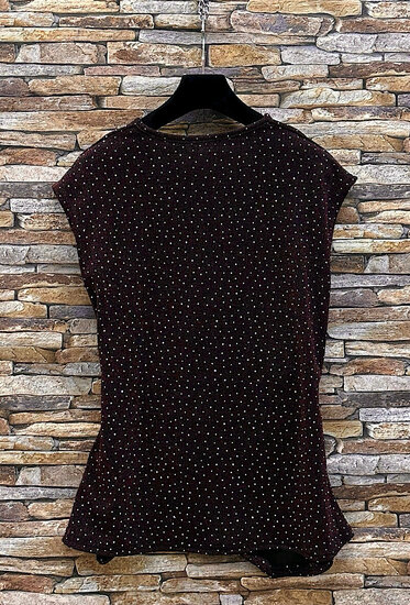 Chique mouwloze donker bruine brillante blouse