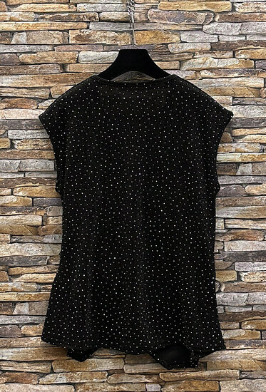 Chique mouwloze zwarte brillante blouse