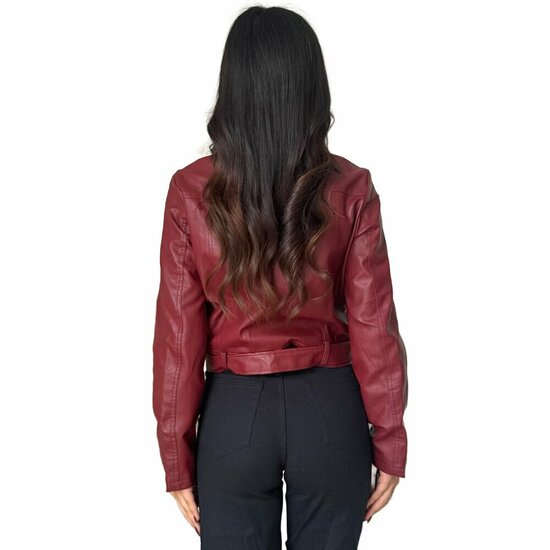 Korte bordeaux leatherlook jacket