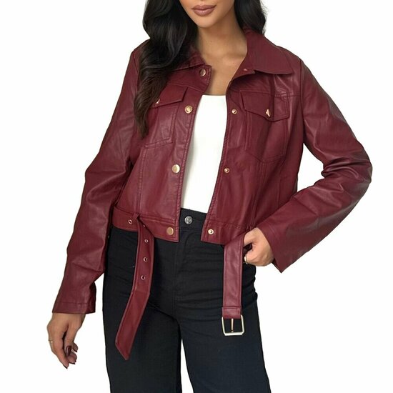 Korte bordeaux leatherlook jacket