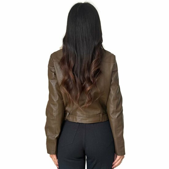 Korte bruine leatherlook jacket