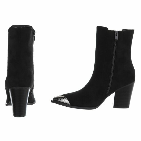 Bottines biker-western noires en daim Claudy