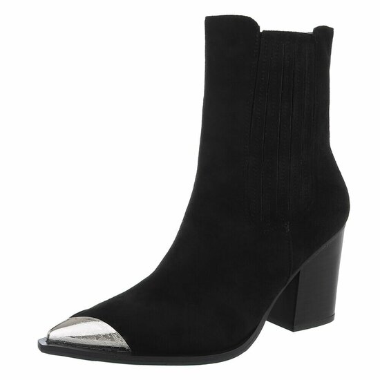 Bottines biker-western noires en daim Claudy