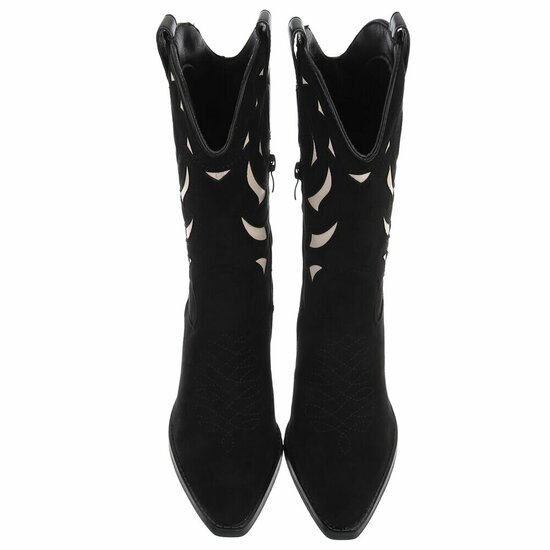 Bottines mi-hautes western-biker Sabina en daim noir