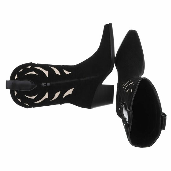 Bottines mi-hautes western-biker Sabina en daim noir