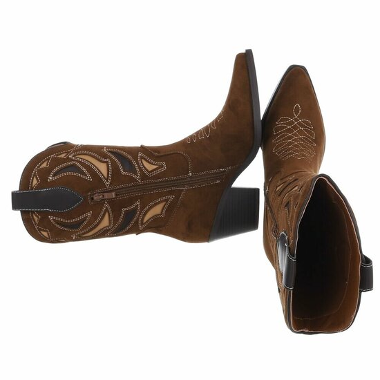 Bottines mi-hautes western-biker Sabina en daim brun