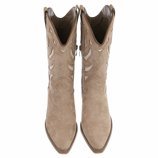 Bottines mi-hautes western-biker Sabina en daim brun kaki