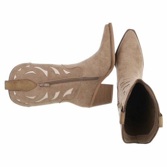 Bottines mi-hautes western-biker Sabina en daim brun kaki