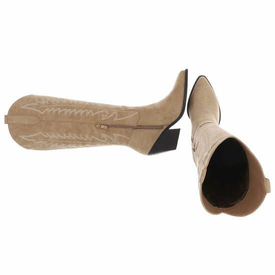 Kaki bruine daimen  hoge western-biker laars Canela