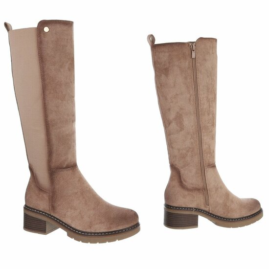 Bottes hautes en daim marron kaki Carise
