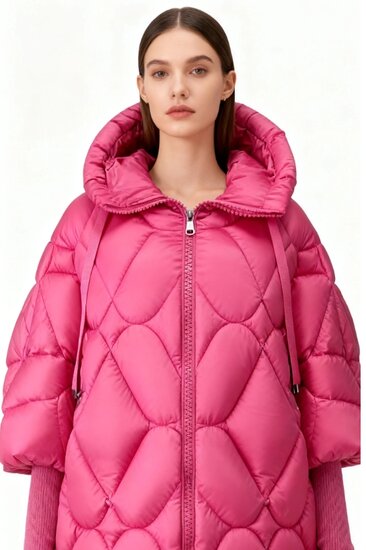 Fashion fuchsia korte pufferjas