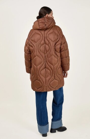 Cozy bruine midi winter pufferjas