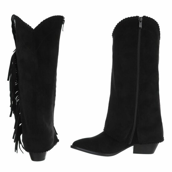 Bottines mi-hautes western-biker Cayenna en daim noir