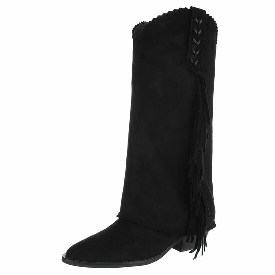 Bottines mi-hautes western-biker Cayenna en daim noir