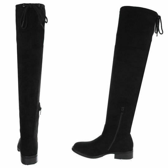 Bottes cuissardes hautes en daim noir Camee