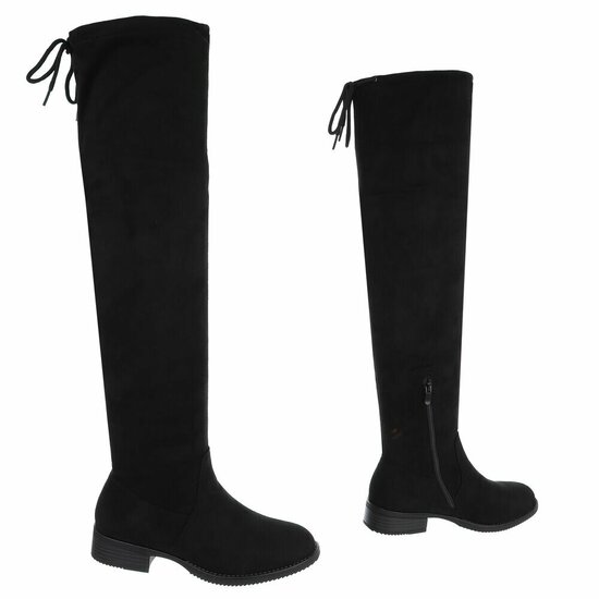 Bottes cuissardes hautes en daim noir Camee
