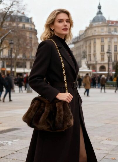 Chique donker bruine schoudertas in imitatiebont