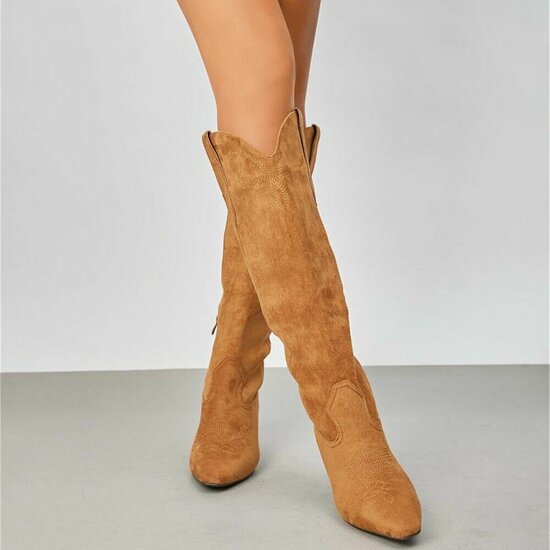 Camel hoge suede laars Cherise