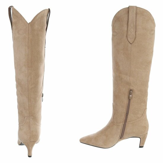 Kaki bruine hoge suede laars Cherise