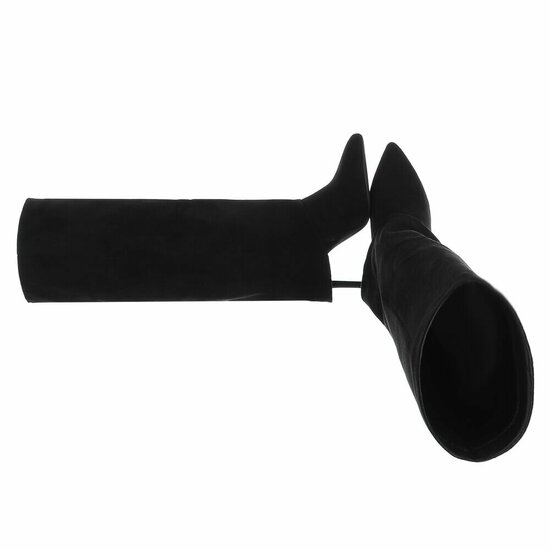 Hoge zwarte suede laars met omslag Calliope