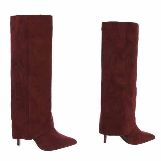 Hoge bordeaux suede laars met omslag Calliope