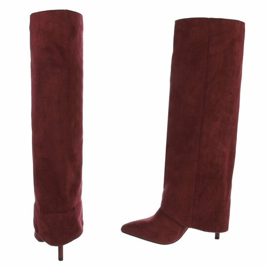 Hoge bordeaux suede laars met omslag Calliope