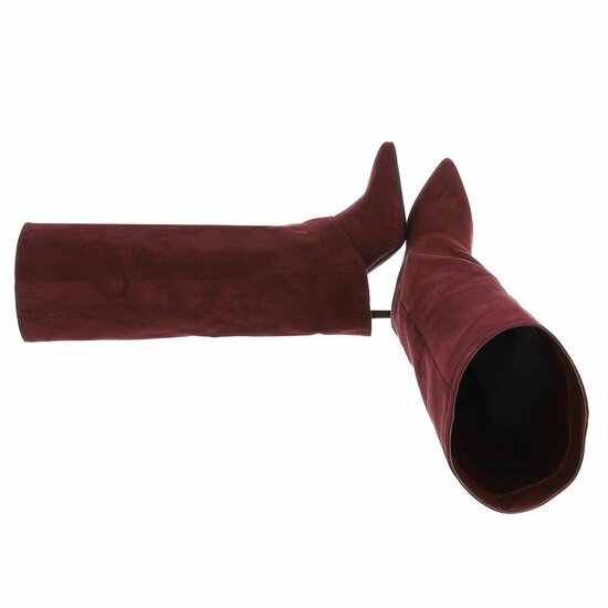 Hoge bordeaux suede laars met omslag Calliope